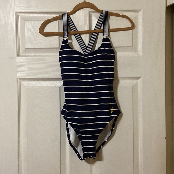 Stripes Cross Back One Piece Swimsuit NWOT - Picture 3 of 8